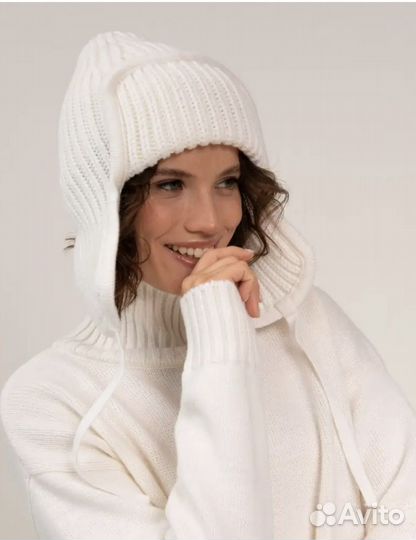 Шапка ушанка женская вязаная