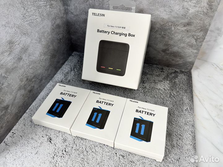 Аккумулятор + зарядка для GoPro 11/10/9 Telesin 4