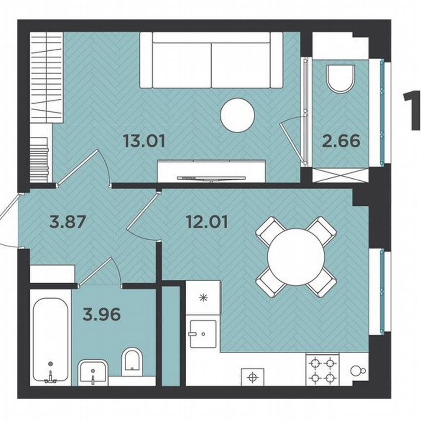 1-к. квартира, 35,5 м², 2/4 эт.