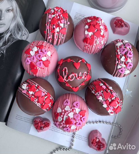Шоколадные бомбочки сердце Валентинка