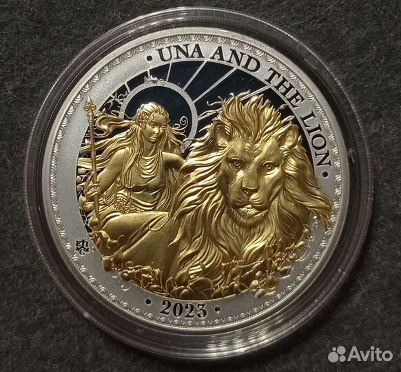 Монета О. Святой Елены Уна и лев 2023 Серебро
