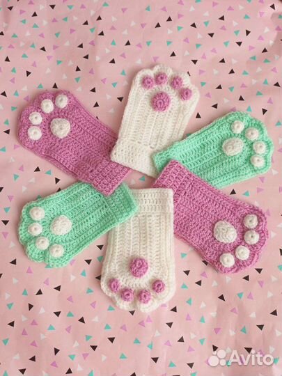 Перчатки вязаные с открытыми пальцами