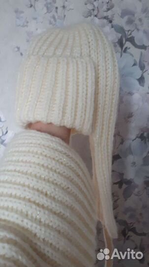 Комплект шапка-ушанка,шарф,варежки