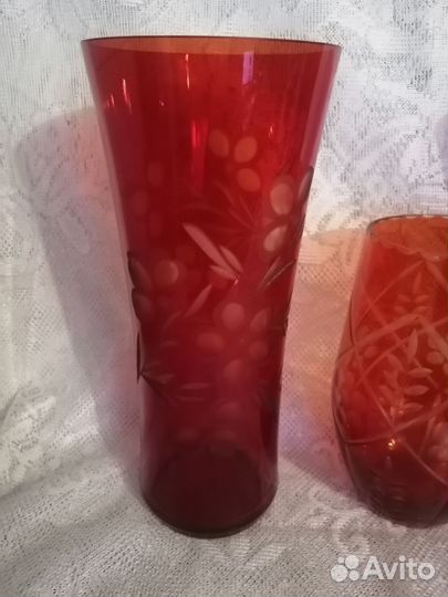 Вазы цветной хрусталь, стекло СССР (цена за все )