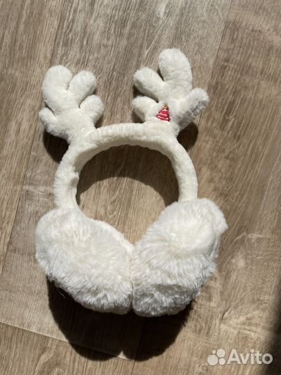 Меховые наушники с рожками