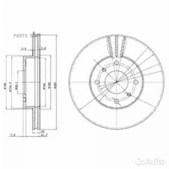 Delphi BG3596 Диск тормозной передний (280х22) 4 о