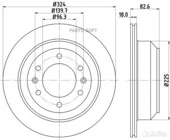 Nisshinbo ND6060K Диск тормозной задний 324x18 6 о