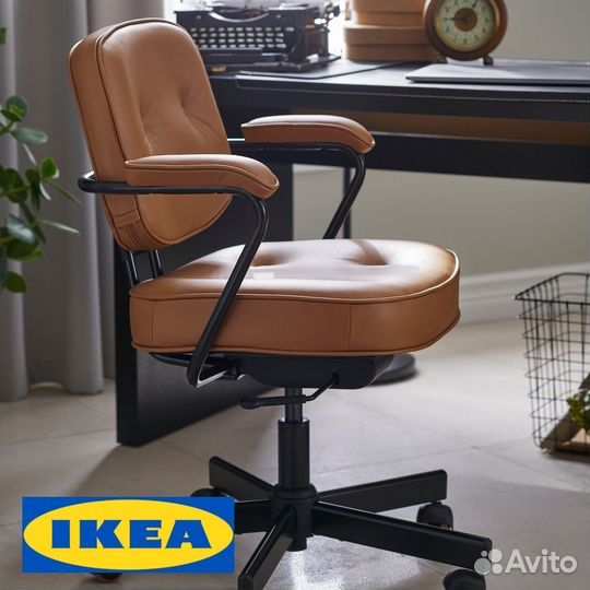 Кожаное офисное кресло икеа alefjall доставка в РФ