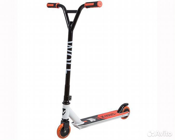 Самокат novatrack 100 Wolf EL бело-оранжевый (2021