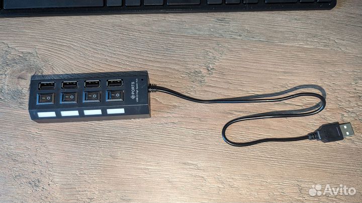 USB HUB 2.0 хаб с кнопками включения и выключения