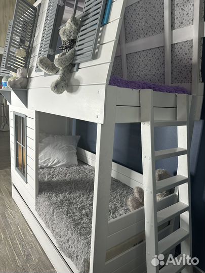 Кровать домик двухъярусная кровать чердак дом