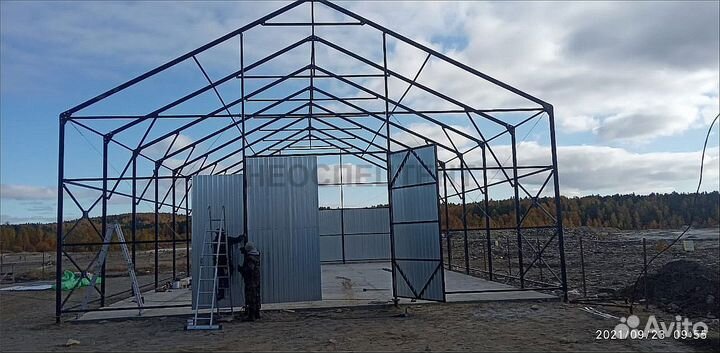 Ангар быстровозводимый/Ангар из профнастила/Цех