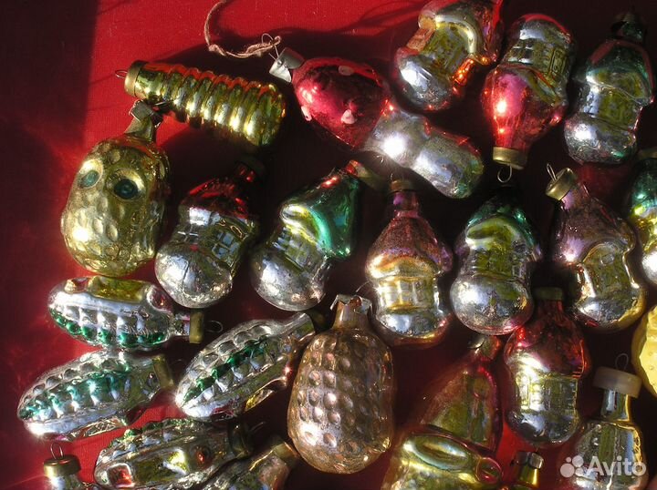 Игрушки елочные СССР стекло 47 штук
