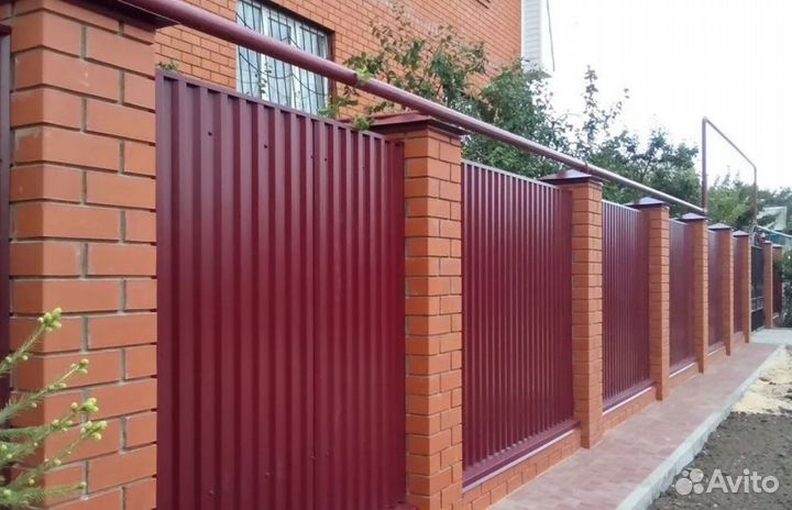 Забор из профнастила,ворота под ключ