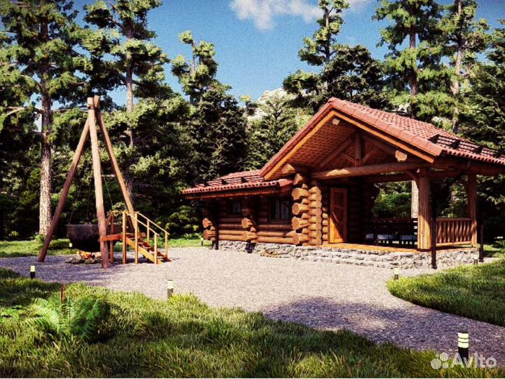 Баня из сруба с беседкой, проект 