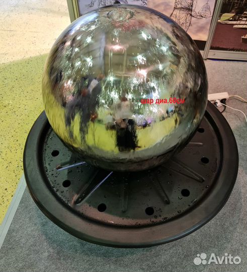 Садовый фонтан-шар из нержавеющей стали