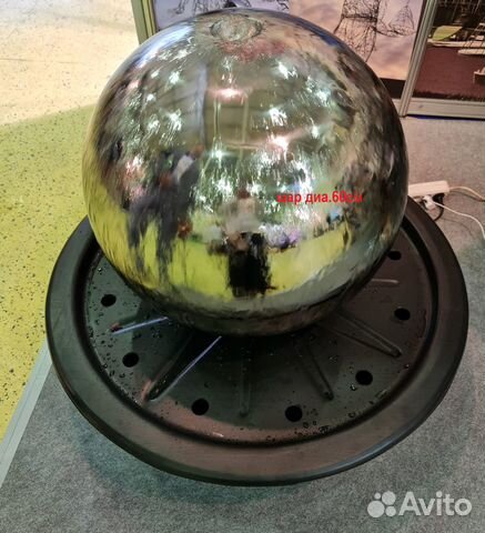 Садовый фонтан-шар из нержавеющей стали