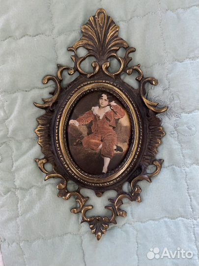 Плакетка/Картина шелкография в бронзовой раме