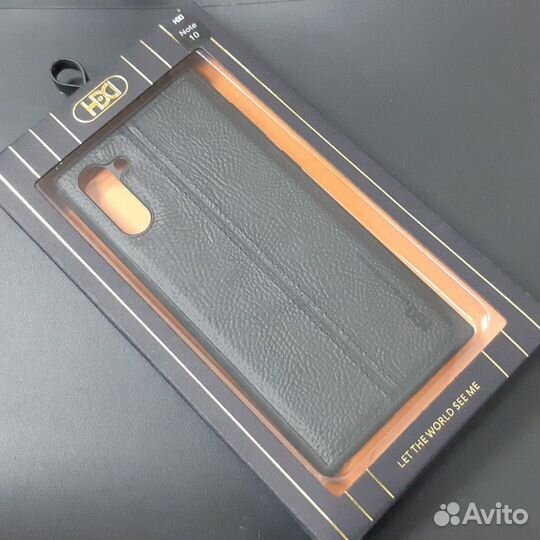 Кожаный чехол на Samsung Note 10 чёрный