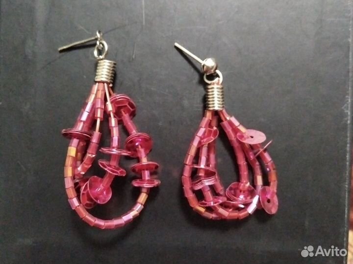 Серёжки с пайетками, серёжки с подвеской луна