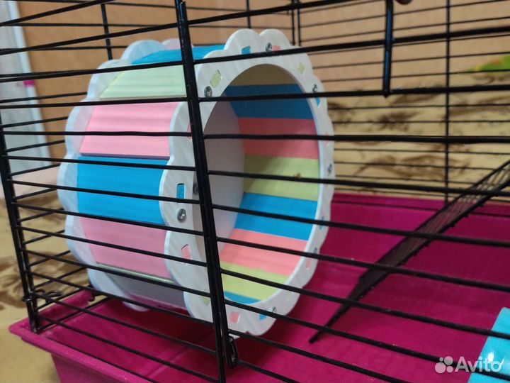 Клетка для грызунов большая с домиком и колесом