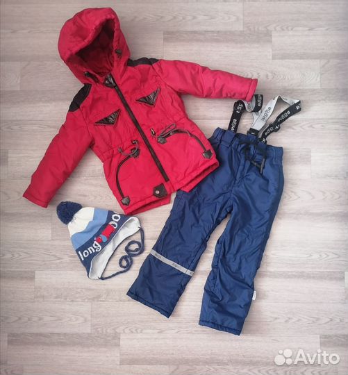 Комплект осенний. Куртка, штаны на лямках, шапка