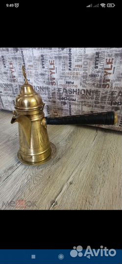 Турка с подставкой, винтаж, латунь