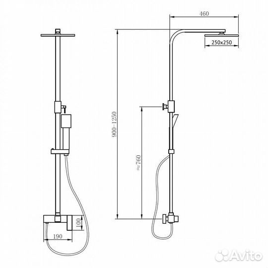 Душевая стойка Abber Daheim AF8220B без излива, черная матовая