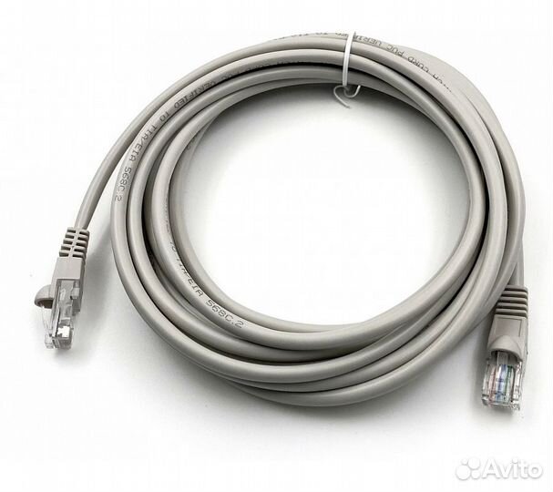 Патч-корд Buro UTP cat5E 4 пары 5м, серый (UTP-5E