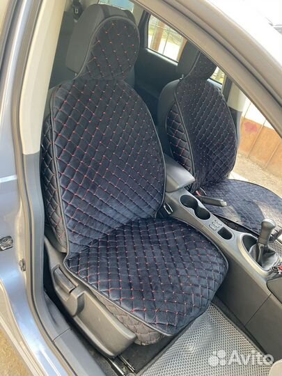 Накидки на сидения велюр черные с красной строчкой