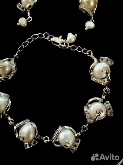 Комплект из натурального жемчуга