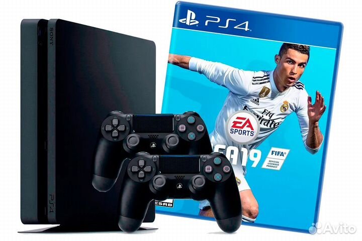Sony PS4 + два джойстика + 2 диска