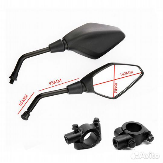 Мотоциклетное зеркало заднего вида с креплением