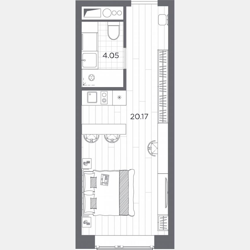 Апартаменты-студия, 27,2 м², 3/14 эт.