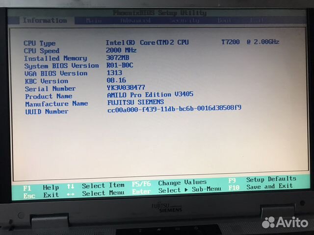 Ноут Fujitsu-Siemens amilo PRO V3405 Core T7200