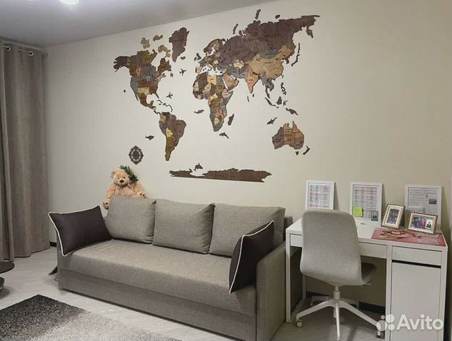 Карта мира из дерева