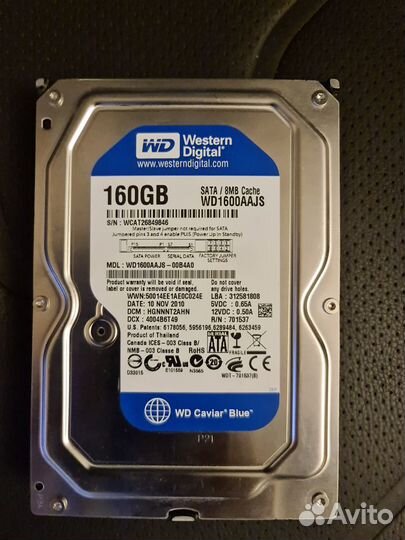 Жёсткие диск WD Blue 160, 500 Гб