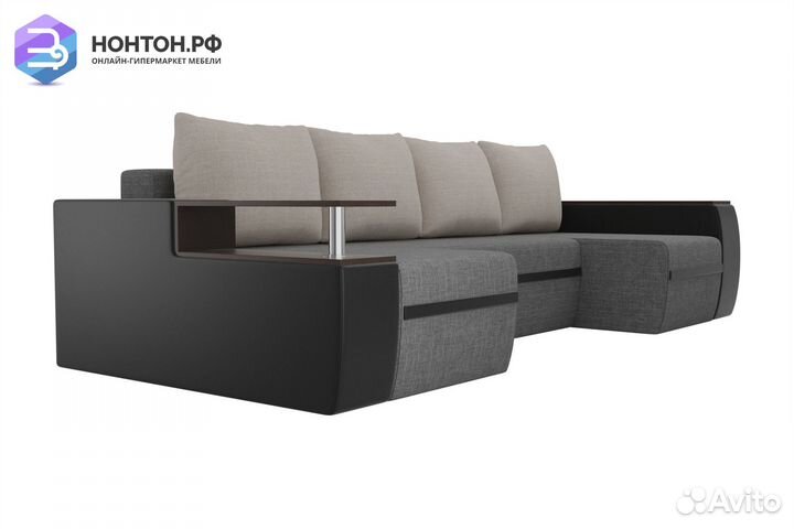 Диван п-образный еврокнижка Ричмонд серый / бежевы