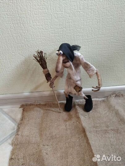 Баба Яга по мотивам Домовёнок Кузя)валяная игрушка