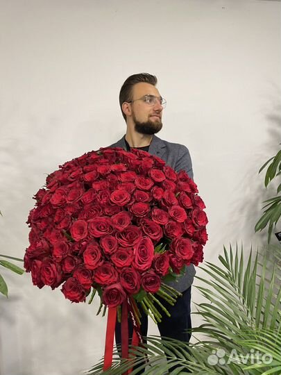 101 красная роза