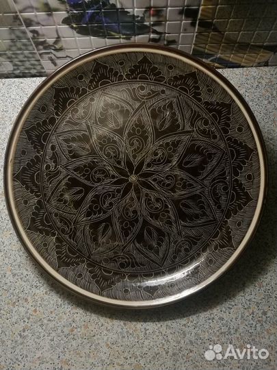 Ляган 38 см. плоский коричневый