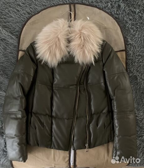 Зимняя куртка, натуральная кожа, натуральный мех