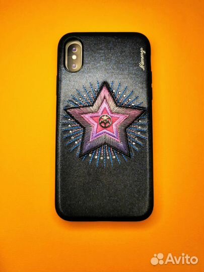 Защитный чехол-накладка для iPhone X с вышивкой 3D