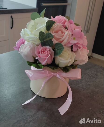 Сердце из мыльных роз. букет