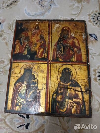 Икона присвятой Богородицы четырехчастная