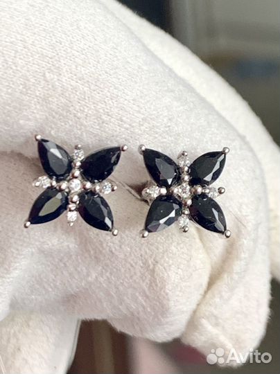 Серьги Серебро 925 с сапфирами корунд 1,91 г