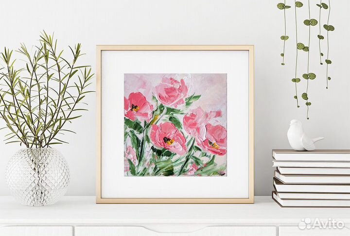 Картина маслом букет цветов мастихином