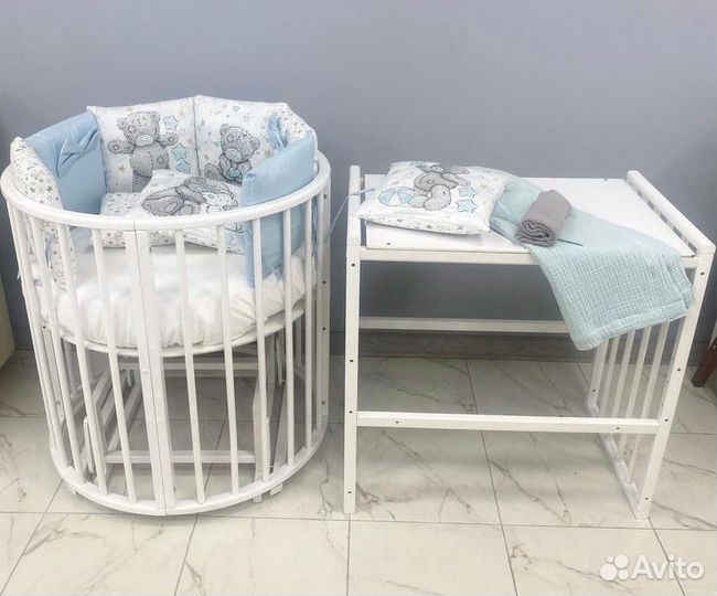 Кровать круглая овальная 9в1 новая с маятником