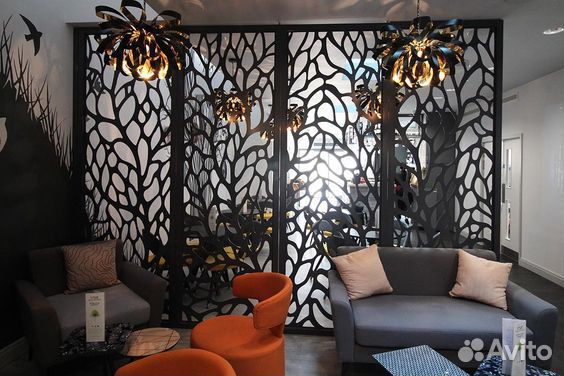 Резные перегородки, Зонирование, Резные потолки