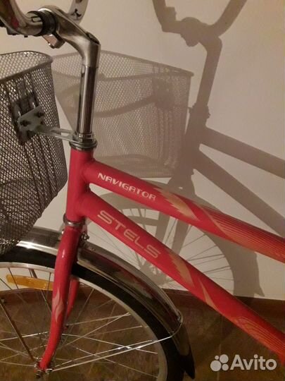 Велосипед Stels взрослый розовый с корзиной